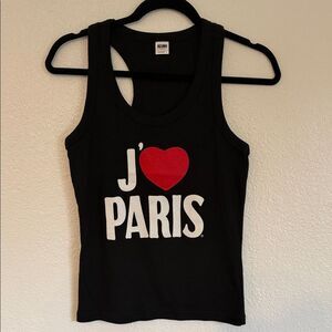 Vintage Y2K Black J'❤️ jadore Paris heart Tank Top L